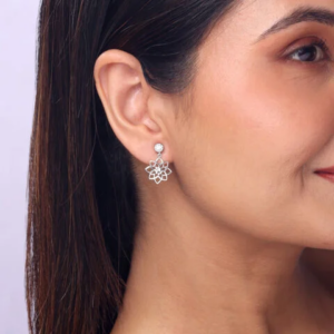 Modern Bloom Silver Drop Earrings