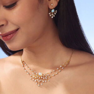 Opal Sunburst Diamond Necklace