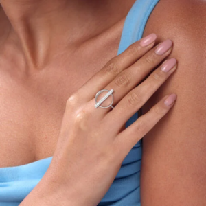 Structured Geometric Silver Ring