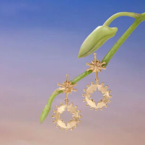 Radiant Sunburst Gold Drop Earrings