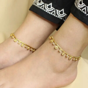 Golden Stone Embellished Anklets